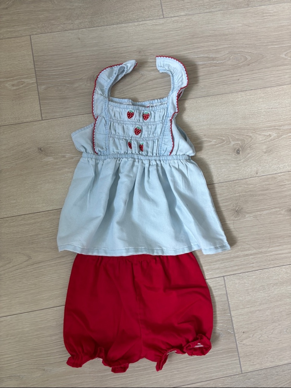 White and Red Toddler Tank Top & Bloomers Set